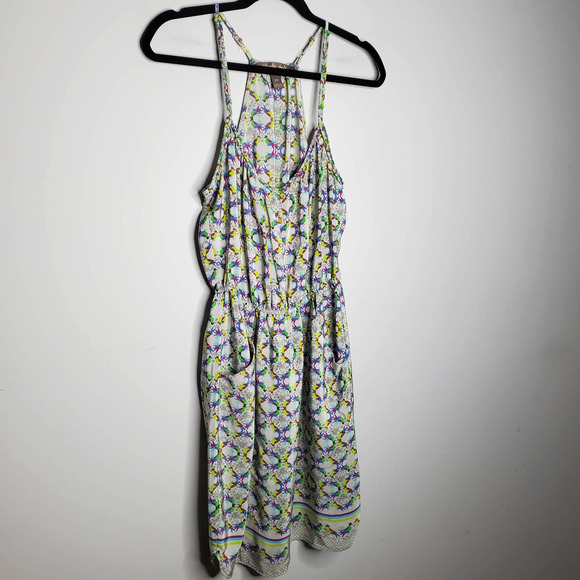 CHARLIE JADE Printed V-Neck Sleeveless 100% Silk Mini Dress Sz Small S - Picture 2 of 6